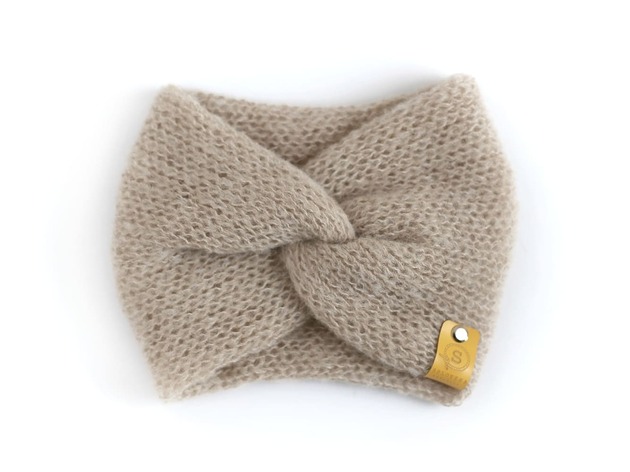 opaski do włosów ALPACZINA opaska 100% alpaka latte