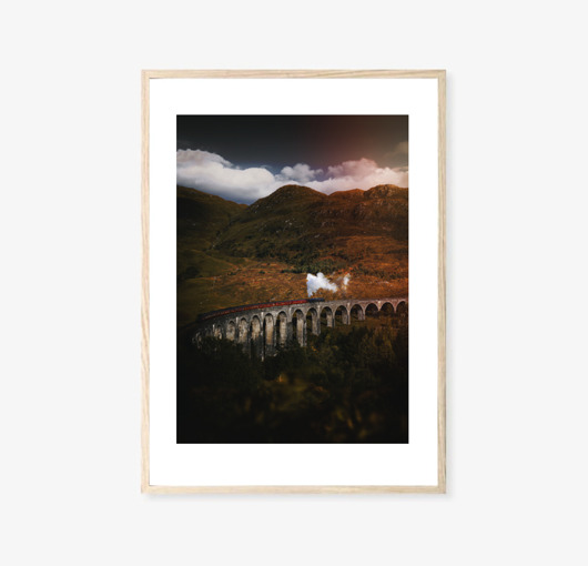 fotografia PLAKAT pociąg góry Szkocja z pociągiem