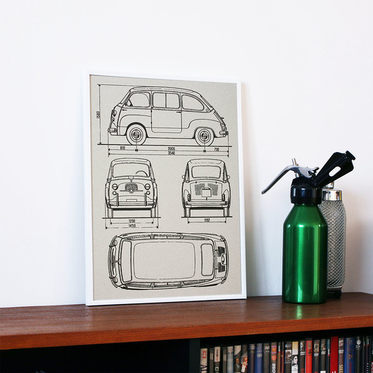 WYDRUK NA TEKTURZE 30X40 cm FIAT MULTIPLA OLD 777 Tshirts
