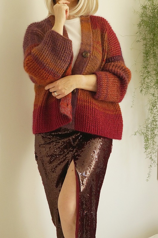 kardigany damskie Kardigan Poema - dzikie wino