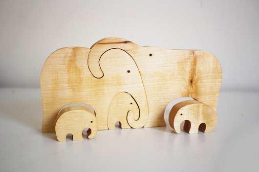 Rodzina słoni, puzzle, prezent WoodU