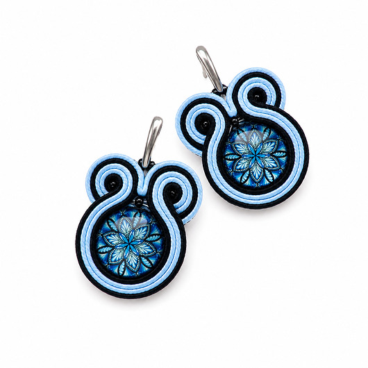 kolczyki soutache Niebieskie kolczyki sutasz z mandalą