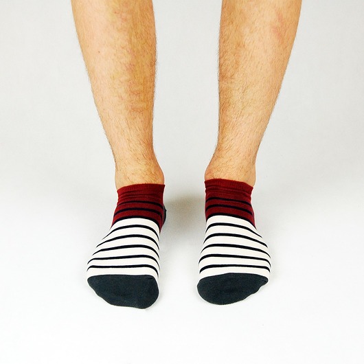 Skarpetki w paskie męskie - Bordo w cienkie paski CandySox
