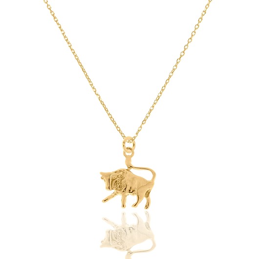 złote naszyjniki Naszyjnik srebrny pozłacany ze znakiem zodiaku Byk