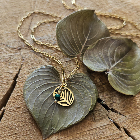wisiory Naszyjnik z palmą i malachitem