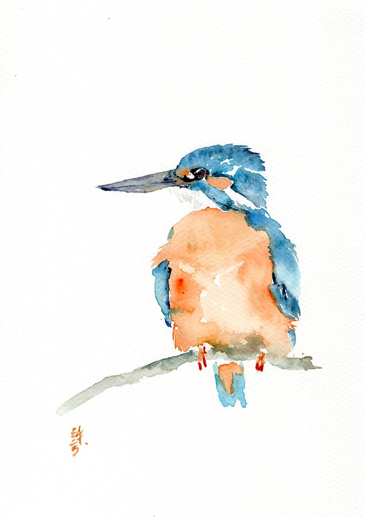 obrazy Oryginalna akwarela. Zimorodek