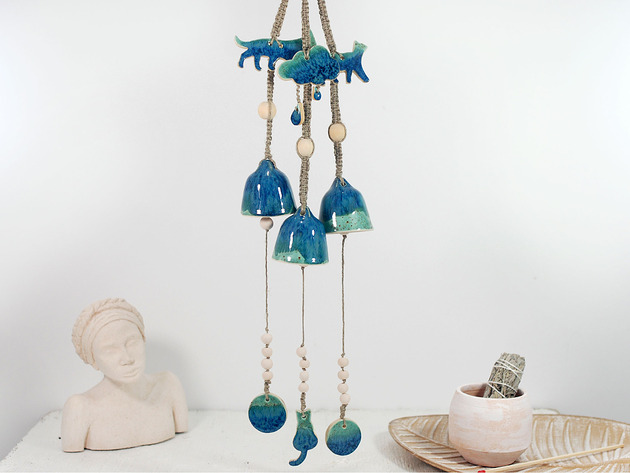 Ozdoby na ścianę Ceramiczny łapacz wiatru - ozdoba do salonu lub ogrodu