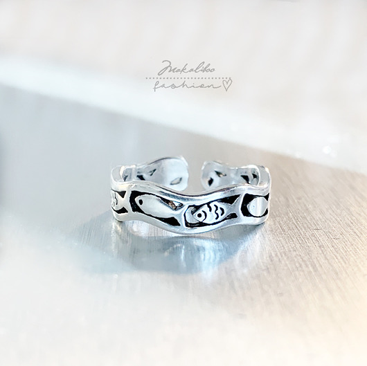pierścionki srebrne Srebrna obrączka Rybka Boho