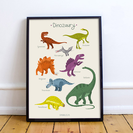 Plakat Dinozaury. Duży 50x70cm. Sprinkles
