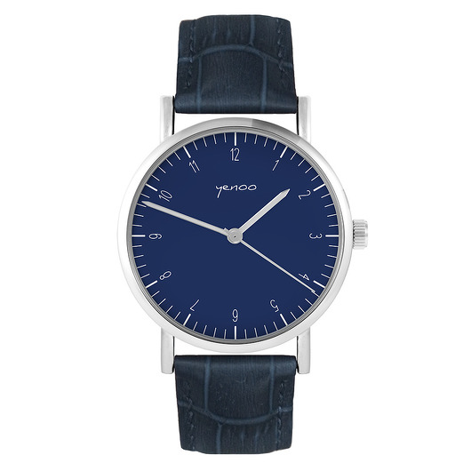 zegarki unisex Zegarek - Simple - skórzany, granatowy