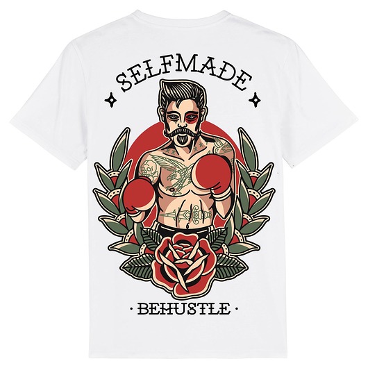 Koszulka biała męska - unisex - Selfmade BeHustle Apparel