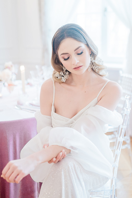 Biżuteria ślubna ORLA srebrne kolczyki w stylu glamour