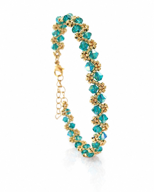 bransoletki ze szkła Bransoletka z kryształów Preciosa Blue Zircon AB