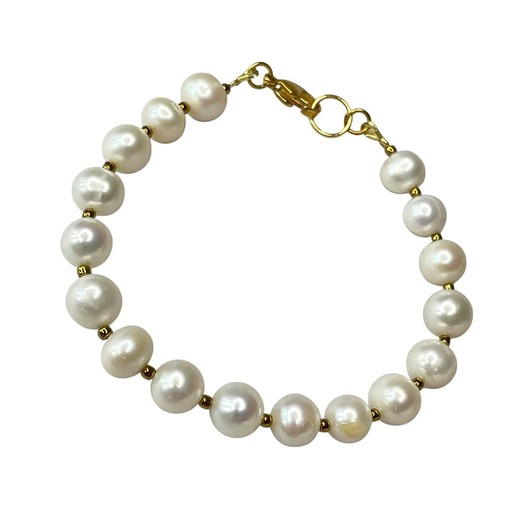 bransoletki złote Ponadczasowa bransoletka z pereł ze złoconym wykończeniem