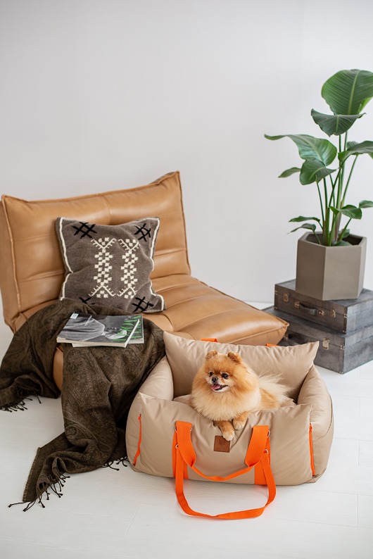 legowiska dla psów i kotów Legowisko przenośnie torba dla zwierząt Beige/orange