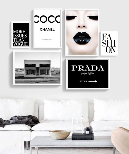 grafiki i ilustracje ZESTAW PLAKATÓW coco fashion czarno białe