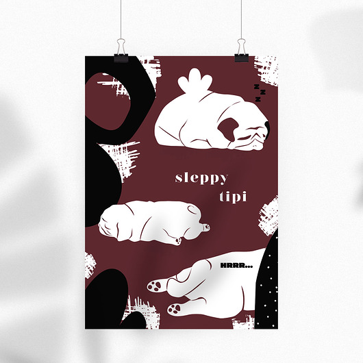 plakaty Plakat - Mopsie lato, mops sypialniany