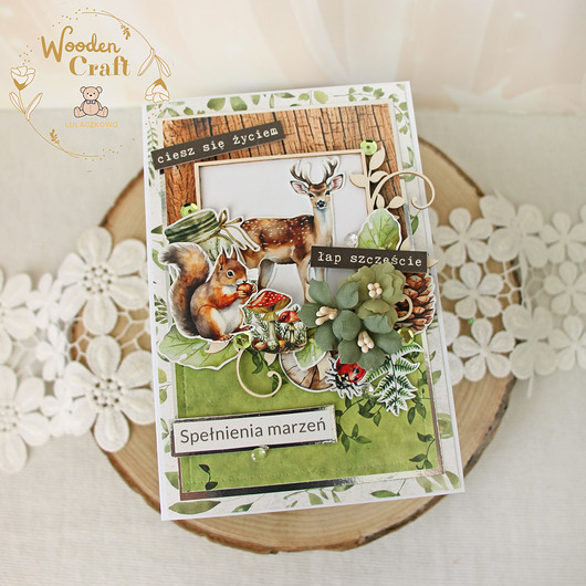 kartki scrapbooking Urodzinowa kartka w leśnym klimacie, prezent na urodziny "Woodland1"