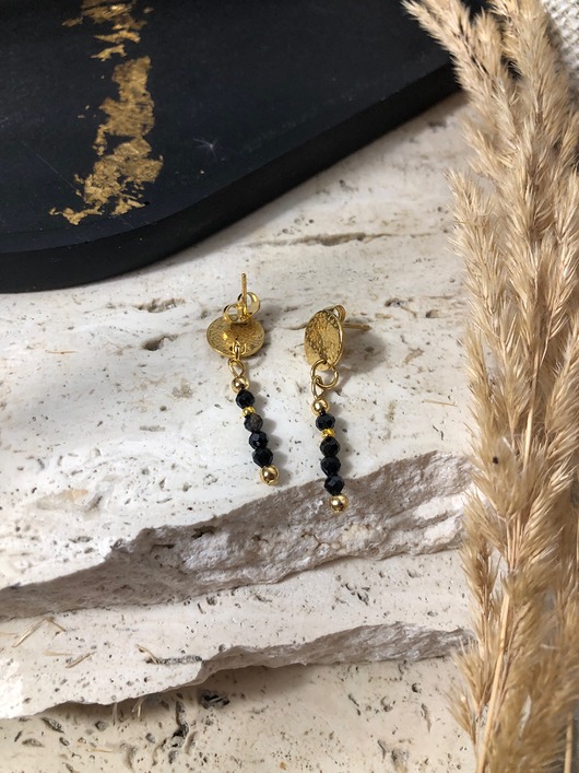 kolczyki z kamieniami Kolczyki czarny turmalin