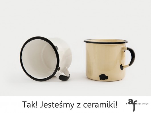 2 Kubki 'Jestem z Ceramiki' - 1 Biały, 1 Kremowy Agaf Design