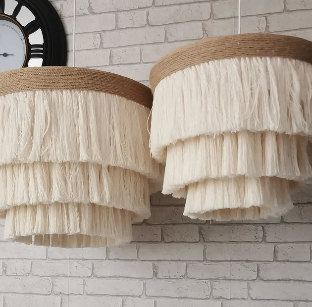 lampy wiszące Zestaw lampa wisząca z juta 50 cm plus lampka potrójna