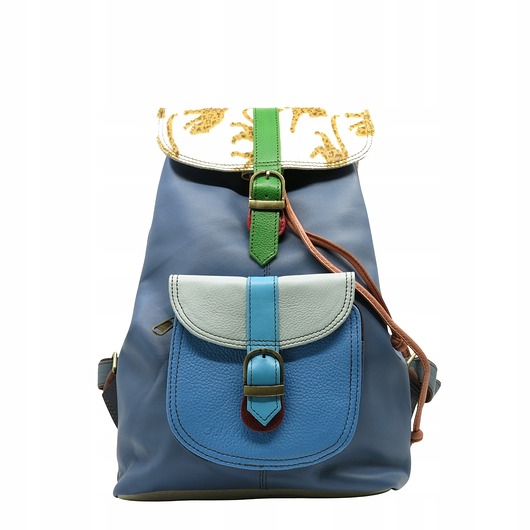 plecaki Plecak skórzany kieszenie pojemny kolorowy ze skrawków oryginalny OLIVKA