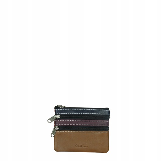 portfele damskie Saszetka skórzana na klucze z kółkiem monety bilonówka skórzana OLIVKA
