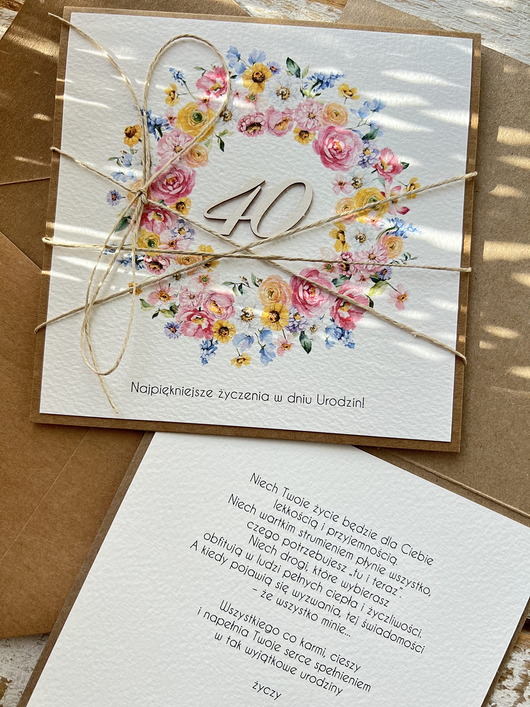 kartki scrapbooking Wyjątkowa kartka ręcznie robiona na 40 urodziny prezent