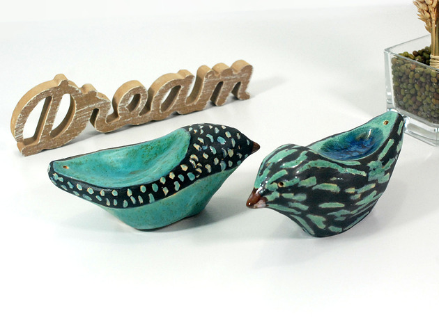 figurki i rzeźby Ceramiczna ptak - stojak na kadzidełka