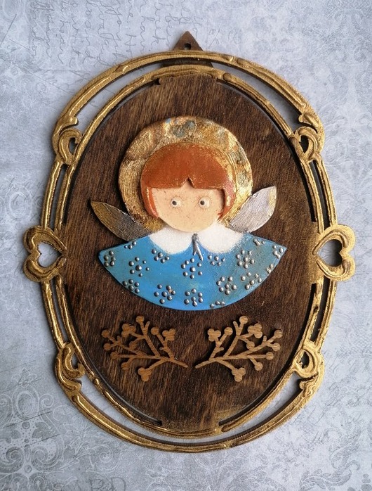 figurki i rzeźby Ceramiczny aniołek retro