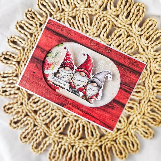 kartki świąteczne Kartka bożonarodzeniowa z gnomami na dystansie 1