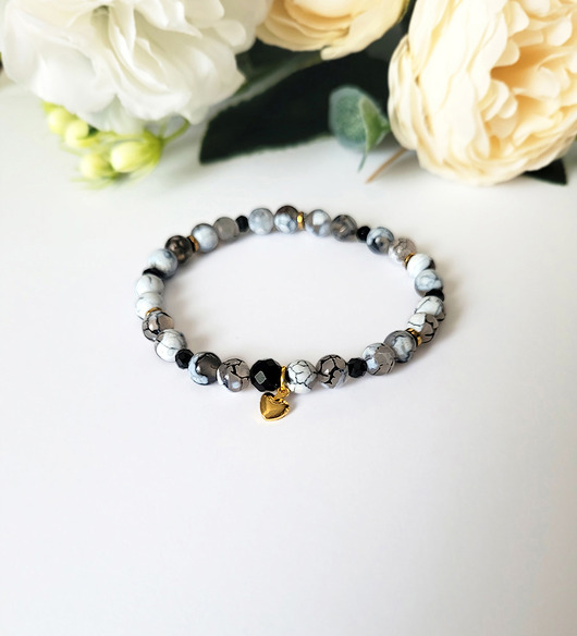 bransoletki z kamieni naturalnych Miłość i ochrona z TURMALINEM i serduszkiem