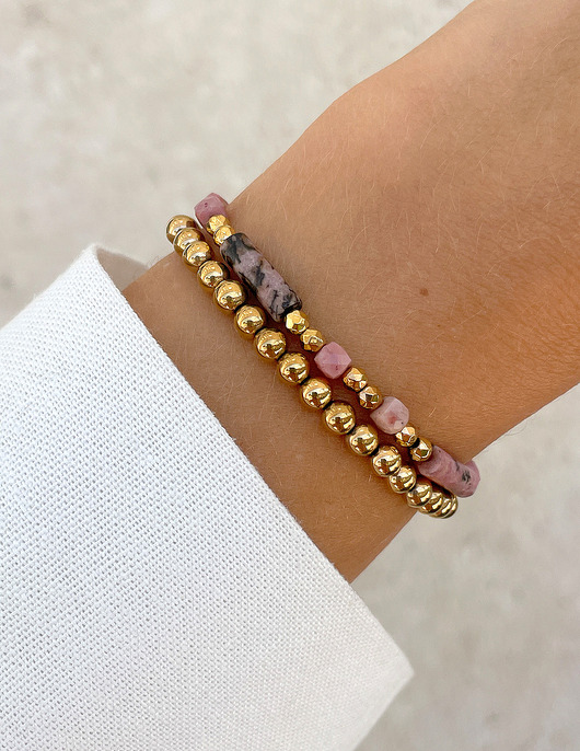 bransoletki z kamieni naturalnych Bransoletki na gumce - rodonit z hematytem