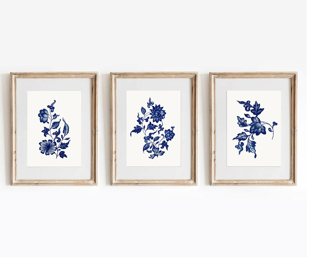 grafiki i ilustracje ZESTAW PLAKATÓW chinoiserie kwiaty