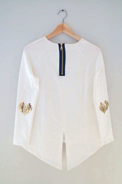 Bluza - frak z łatami serduszkami na łokciach  sleek