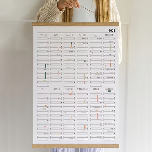 kalendarze i plannery Planer ścienny 2026 z naklejkami - Kalendarz Święta, Niedz. Handlowe