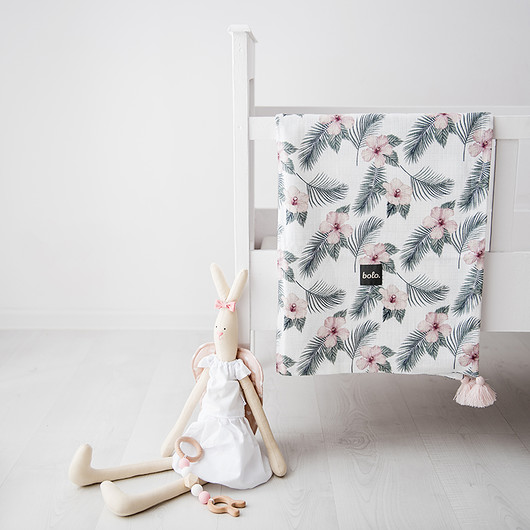 Muślinowy kocyk 75x95 - kwiaty Bolo