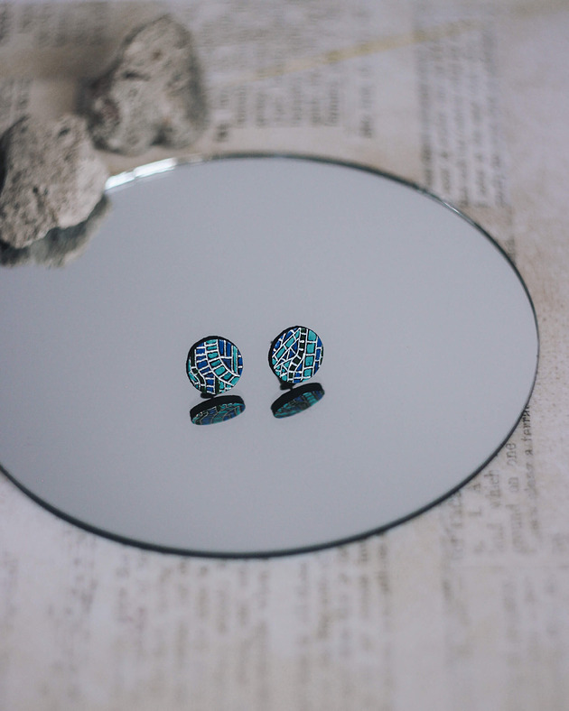 kolczyki - inne Małe kolczyki sztyfty z mozaiką
