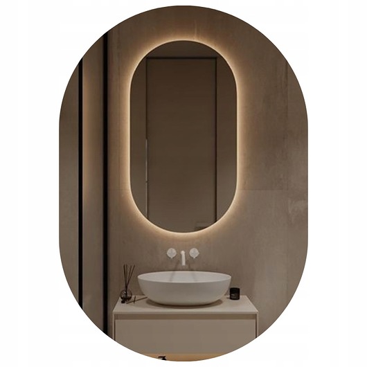 lustra stojące i wiszące LUSTRO OWALNE LED PODŚWIETLENIE ŁAZIENKOWE 100X60cm LOFT TRZY BARWY ŚWIATŁA