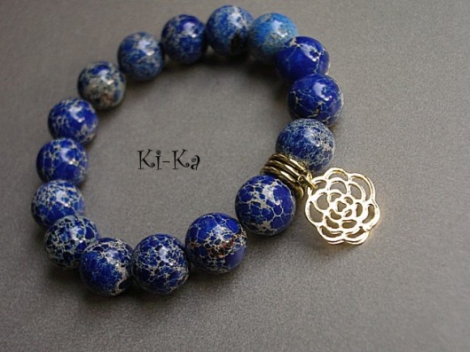 Dark blue and ecru 4 - bransoletka KiKa pracownia