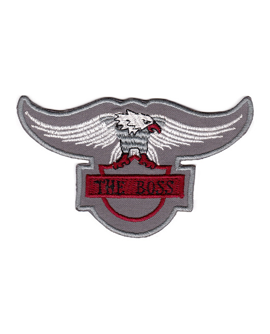 naszywki na ubrania Naszywka naprasowanka ORZEŁ THE BOSS SZARY termoprzylepna haft 11,5x6,8cm