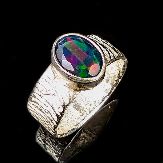 pierścionki srebrne Pierścionek Czarny opal r. 11