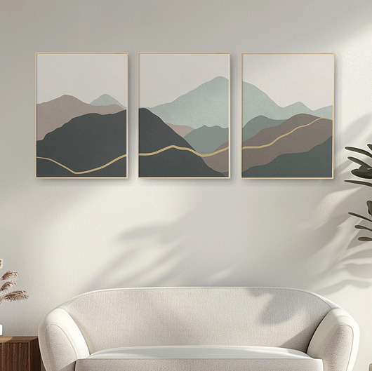 plakaty Abstrakcyjne, minimalistyczne plakaty z wizerunkiem gór, zestaw/tryptyk.