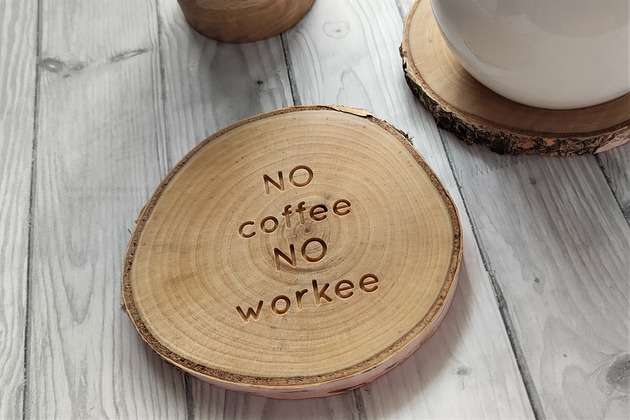 podkładki do kuchni Drewniana podkładka no coffee no workee