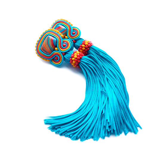 Kolorowe kolczyki sutasz z chwostami Mró Soutache