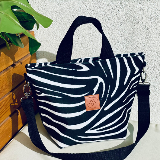 torby na ramię Torba z weluru tapicerskiego Mili Basic - zebra