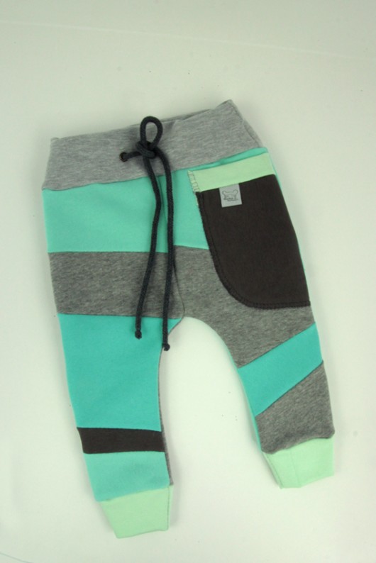 Patch Pants - ECO dresik dziecięcy miętowe Mimi Monster