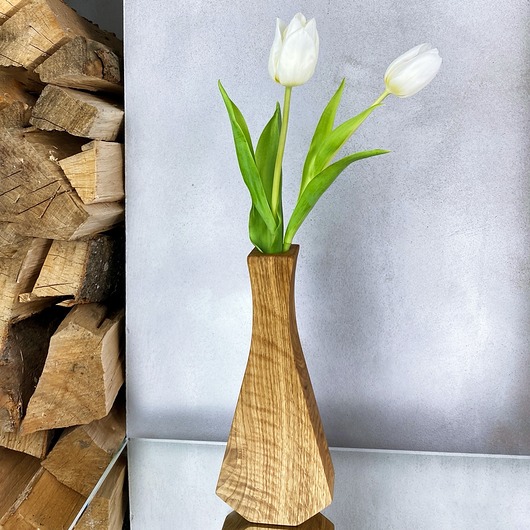 wazony Drewniany wazon z dębu na suszone i świeże kwiaty