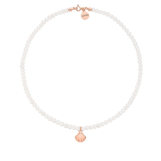 złote naszyjniki Naszyjnik z pereł naturalnych z muszelką z różowego złota