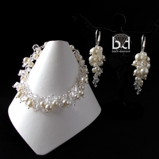 Komplet Ślubny kryształ Swarovski Black Diamond
